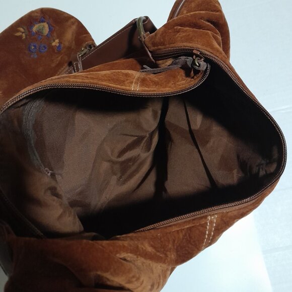Y2k Faux Suede Shoulder Bag & Mini Bag  Embroidered - Picture 5 of 6